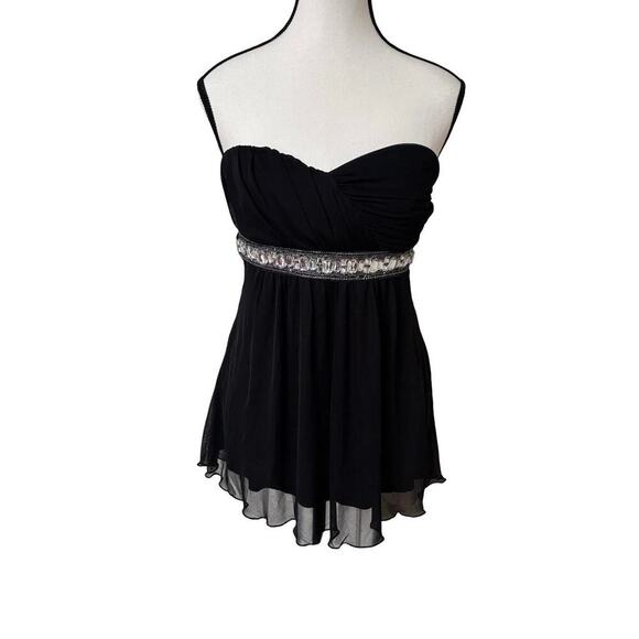 Y2K STRAPLESS RHINESTONE BELT FLOWY GLAM FAIRY BLOUSE TOP LARGE NWT. - Picture 3 of 7